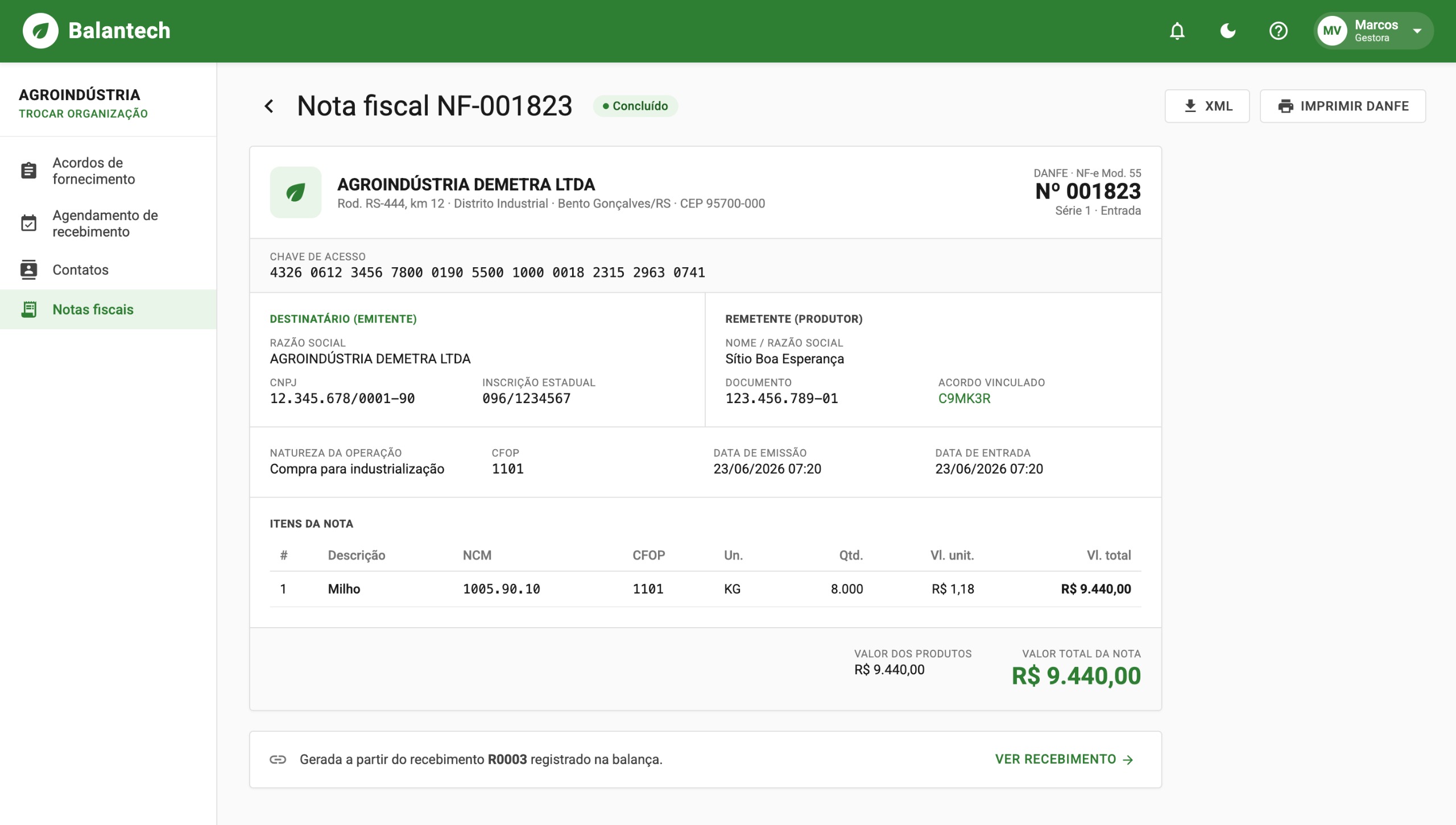 Nota fiscal automática